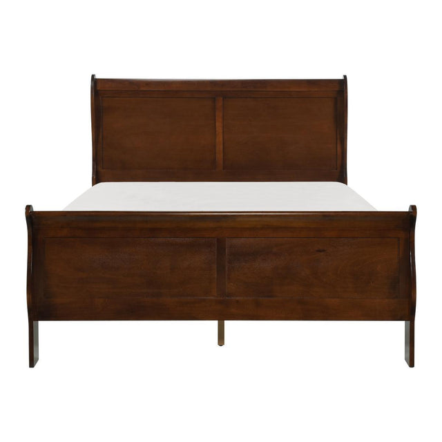 Mayville Brown Cherry Modern Traditional Okume Veneer Wood And Engineered Wood Queen Sleigh Bed - Ella Furniture