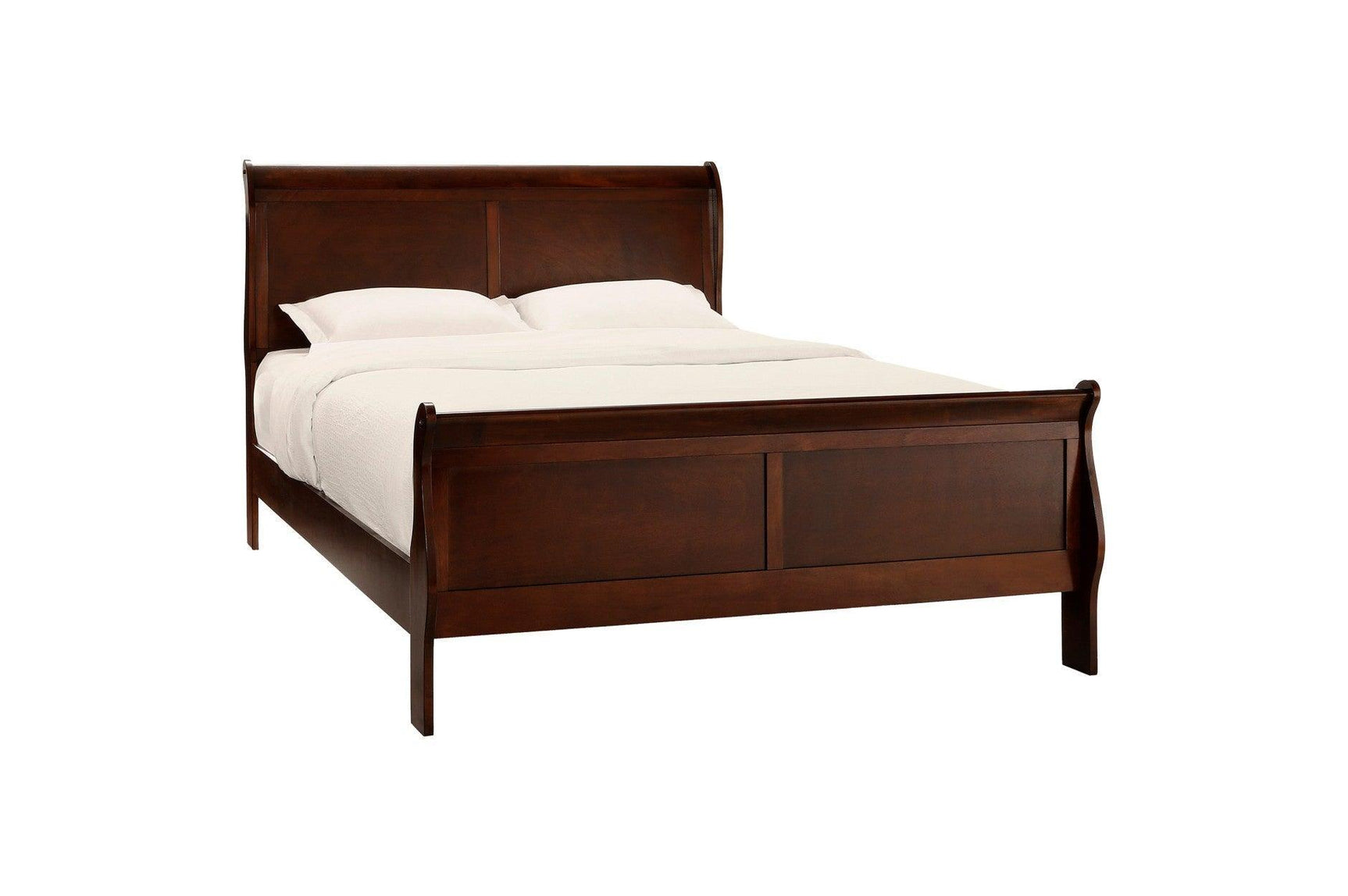 Mayville Burnished Brown Cherry Modern Traditional Solid Wood Panel Bedroom Set - Ella Furniture