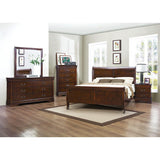 Mayville Brown Cherry Modern Traditional Okume Veneer Wood And Engineered Wood King Panel Bed - Ella Furniture