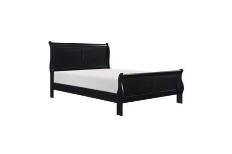 Mayville Black Modern Traditional Solid Wood Sleigh Bedroom Set - Ella Furniture