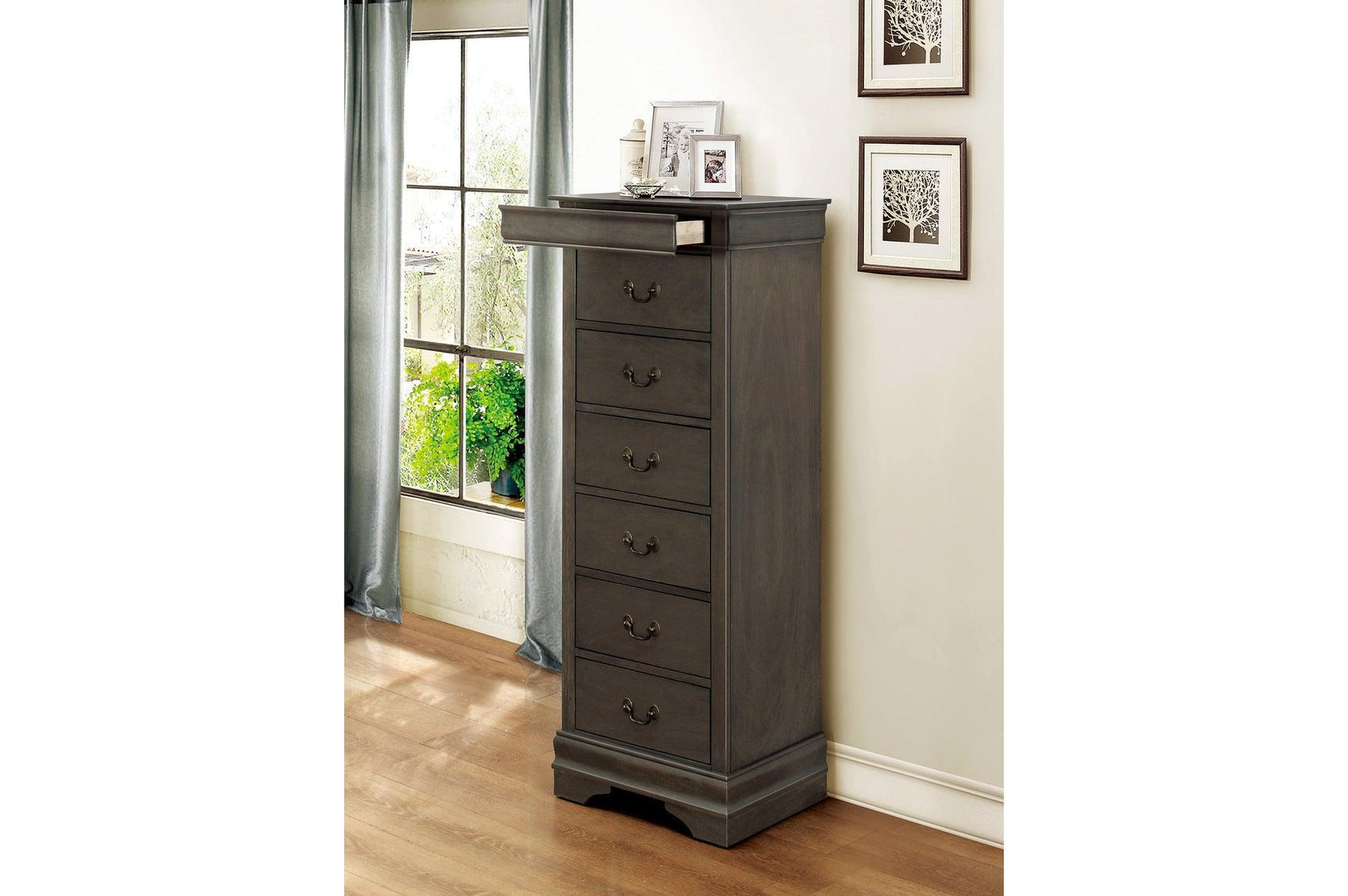 Mayville Stained Gray Modern Traditional Solid Wood Sleigh Bedroom Set - Ella Furniture
