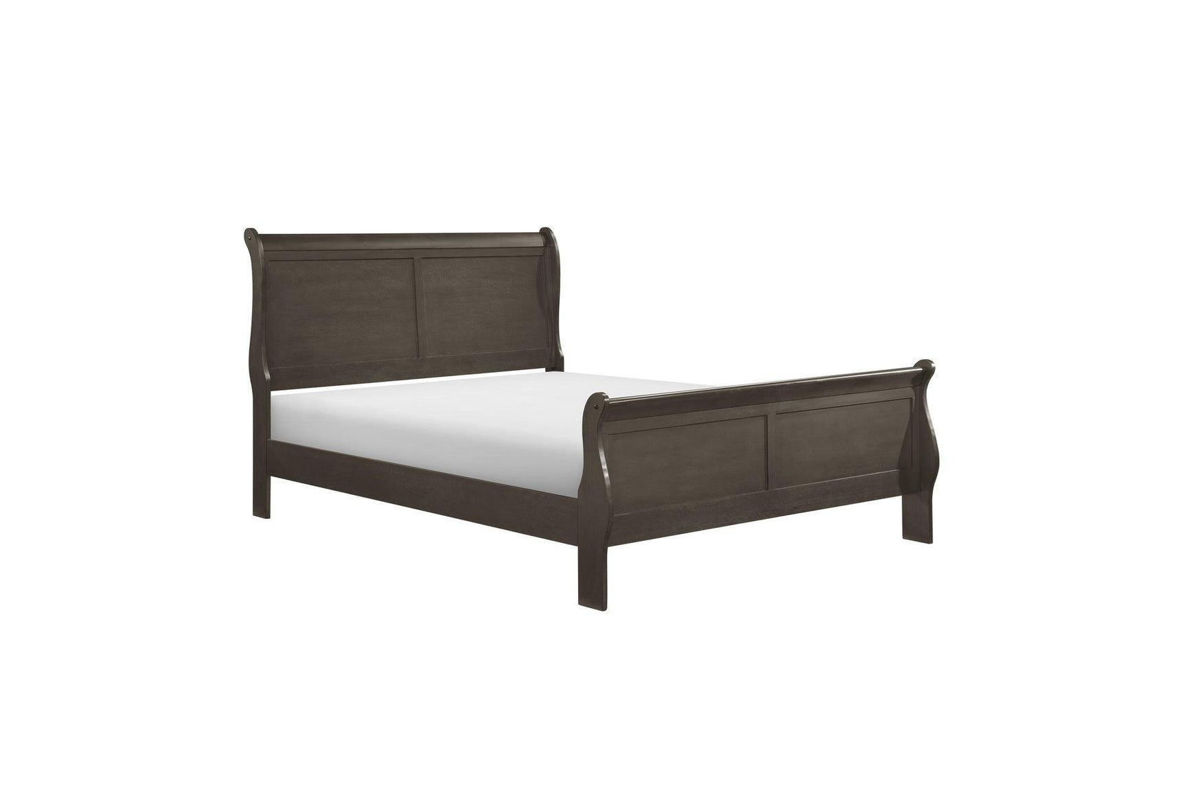 Mayville Stained Gray Modern Traditional Solid Wood Sleigh Bedroom Set - Ella Furniture
