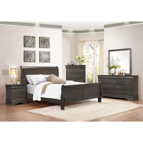 Mayville Stained Gray Modern Traditional Okume Veneer Wood And Engineered Wood Full Bed - Ella Furniture