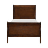 Mayville Brown Cherry Modern Traditional Okume Veneer Wood, Engineered Wood Youth Twin Sleigh Bed - Ella Furniture