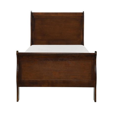 Mayville Brown Cherry Modern Traditional Okume Veneer Wood, Engineered Wood Youth Twin Sleigh Bed - Ella Furniture