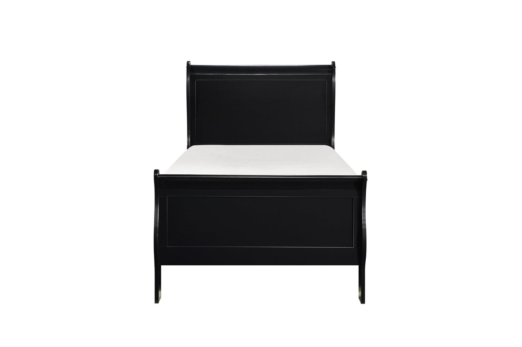 Mayville Black Modern Traditional Solid Wood Sleigh Bedroom Set - Ella Furniture