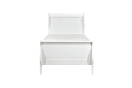 Mayville White Modern Traditional Solid Wood Panel Bedroom Set - Ella Furniture
