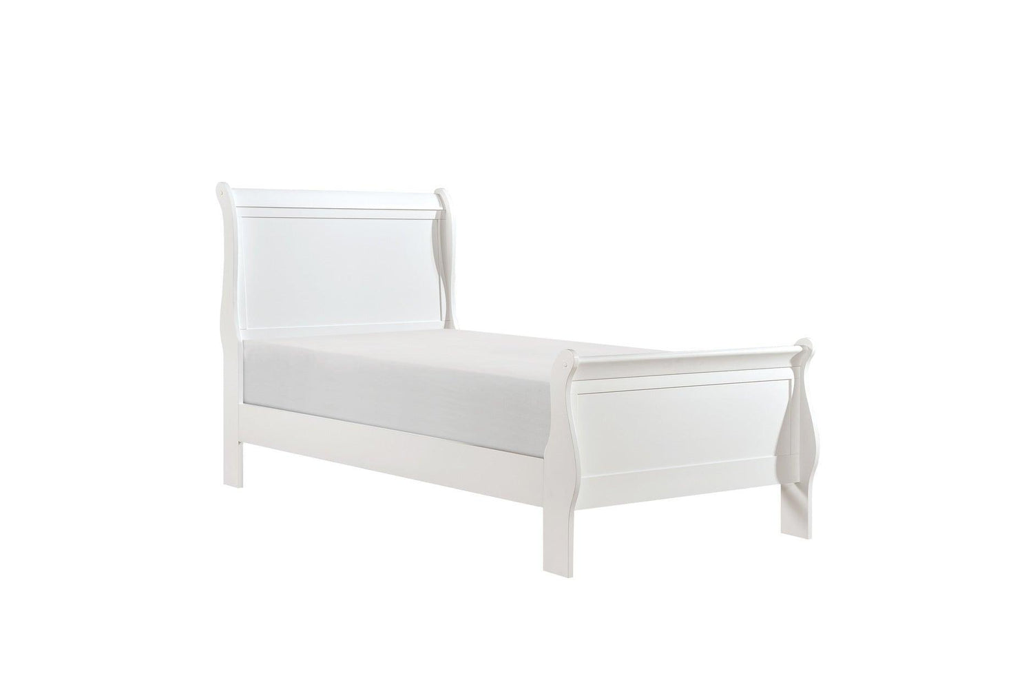 Mayville White Modern Traditional Okume Veneer Engineered Wood Sleigh Bedroom Set - Ella Furniture