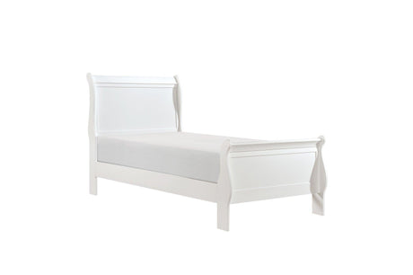 Mayville White Modern Traditional Okume Veneer Engineered Wood Sleigh Bedroom Set - Ella Furniture