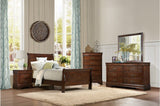 Mayville Brown Cherry Modern Traditional Okume Veneer Engineered Wood Youth Sleigh Bedroom Set - Ella Furniture