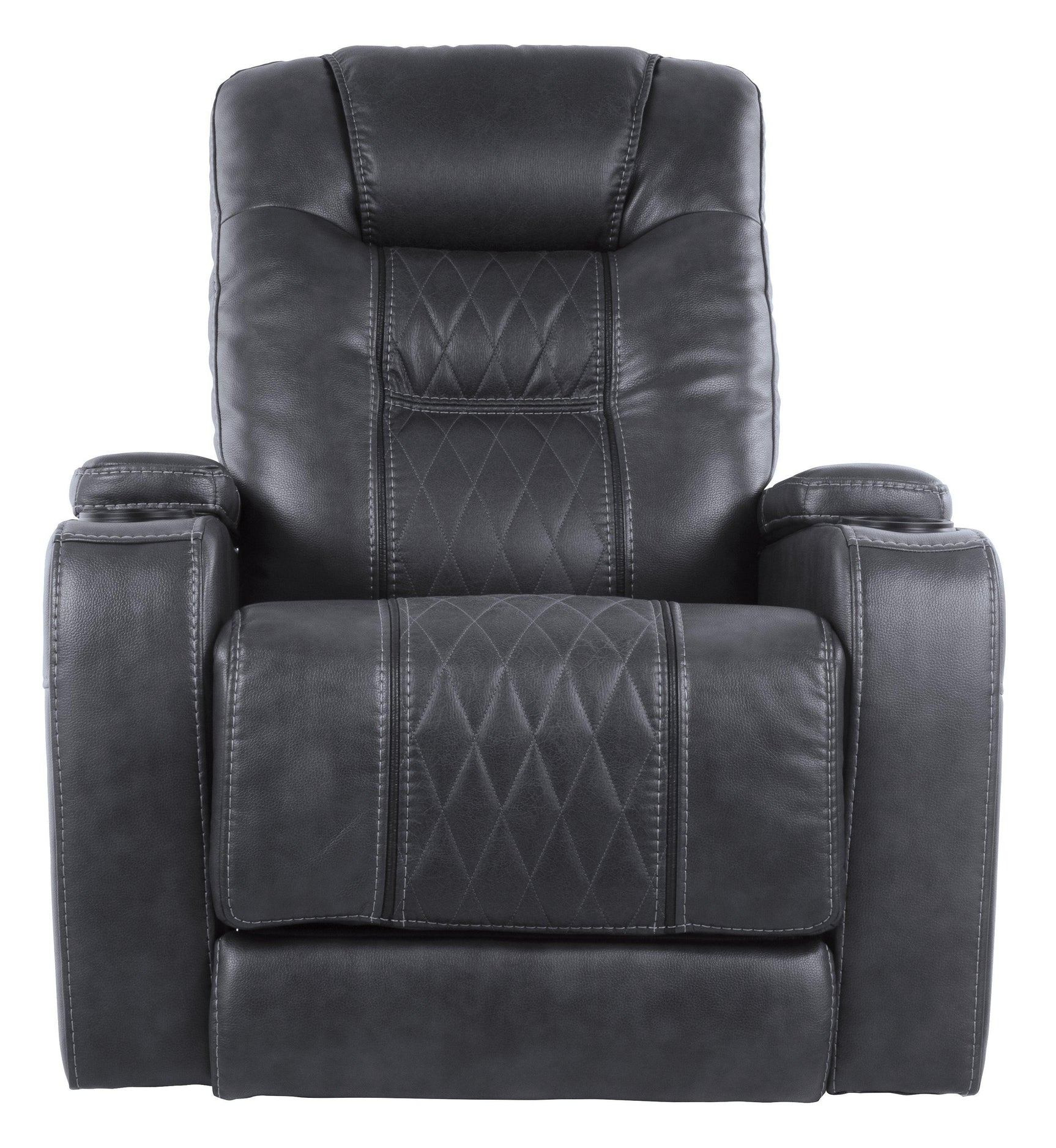 Composer Gray Faux Leather Power Recliner - Ella Furniture