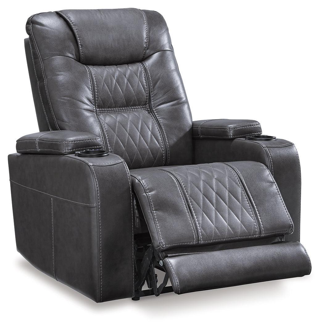 Composer Gray Faux Leather Power Recliner - Ella Furniture