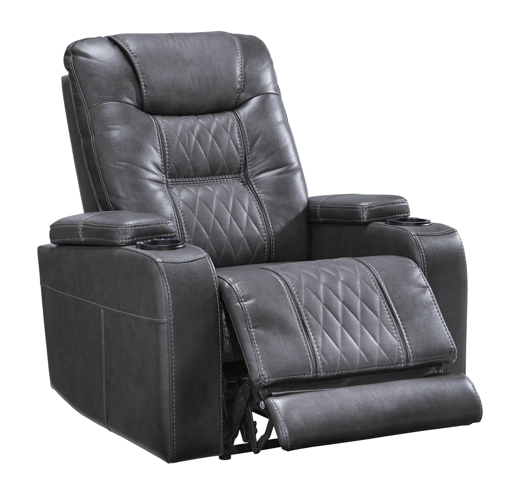 Composer Gray Faux Leather Power Recliner - Ella Furniture