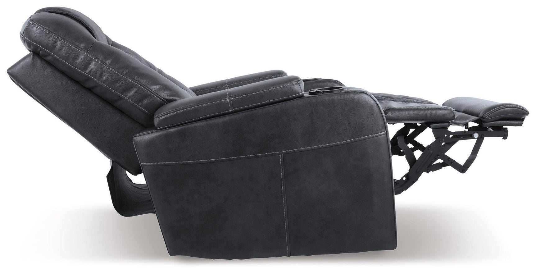 Composer Gray Faux Leather Power Recliner - Ella Furniture