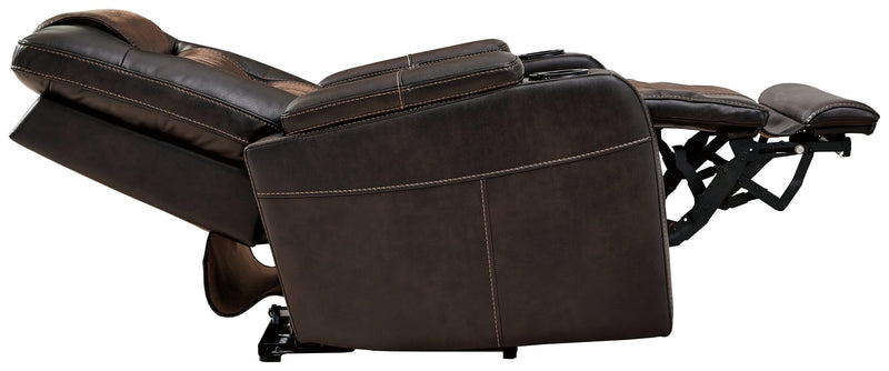Composer Brown Faux Leather Power Recliner - Ella Furniture
