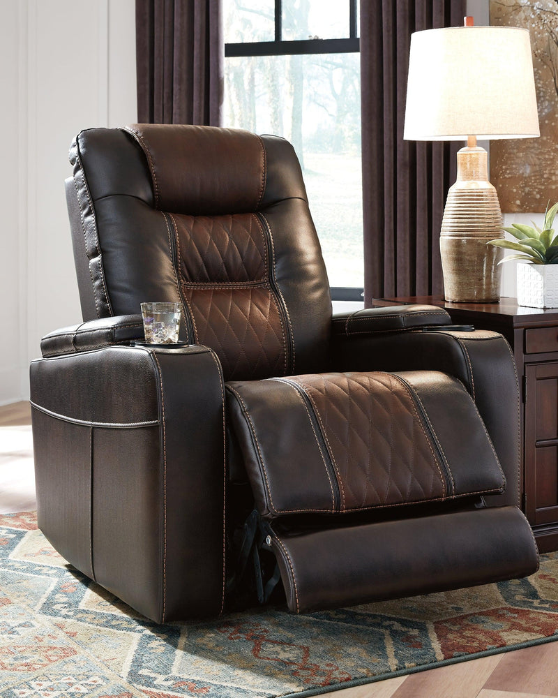 Composer Brown Faux Leather Power Recliner - Ella Furniture