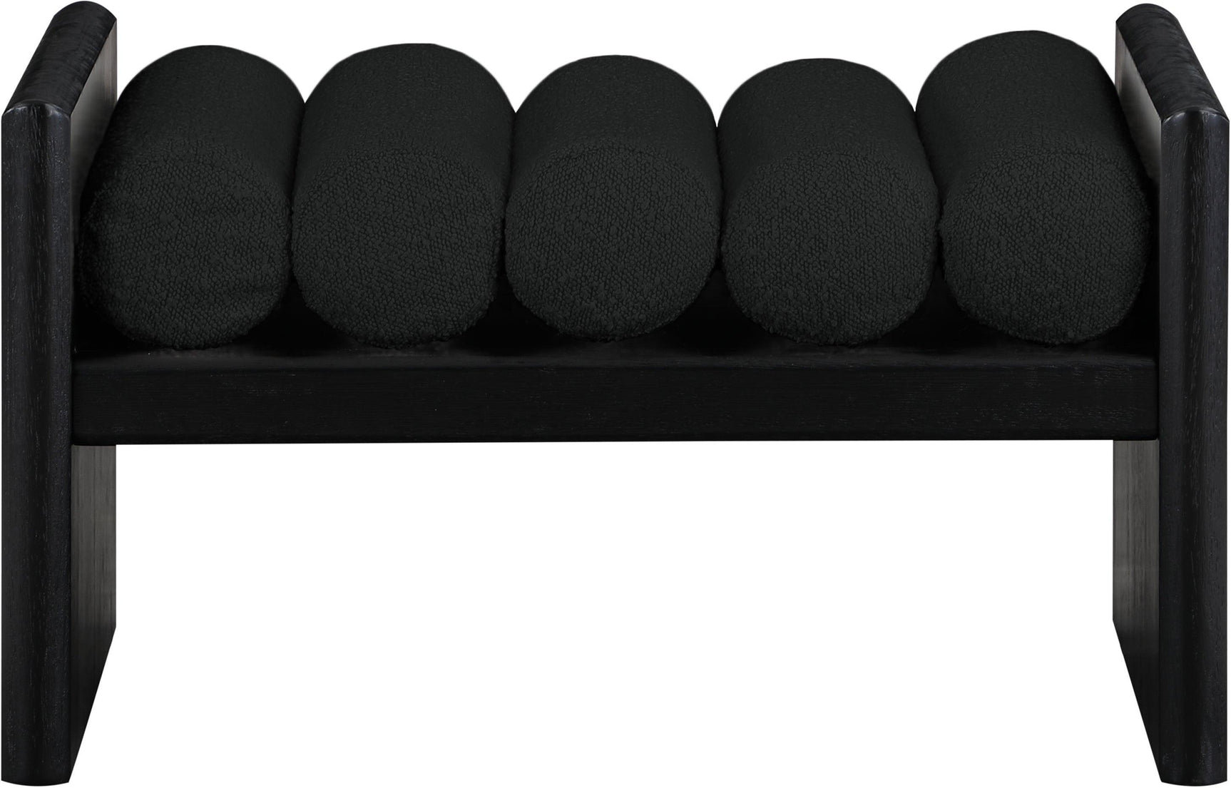 Waverly Black Boucle Fabric Bench - Ella Furniture
