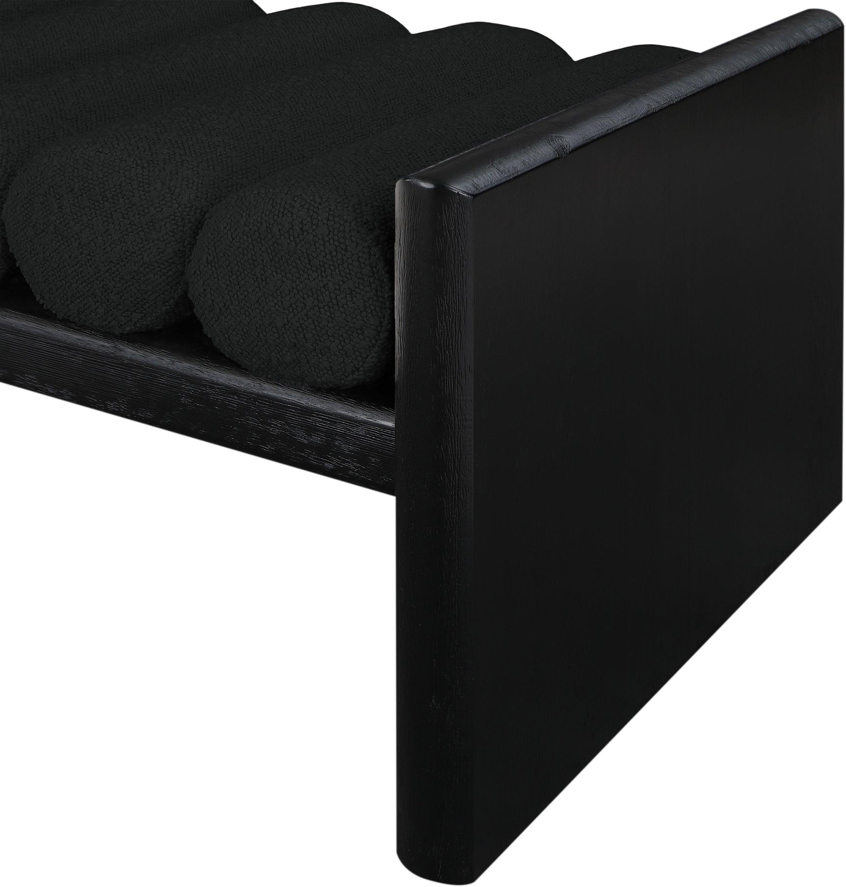 Waverly Black Boucle Fabric Bench - Ella Furniture
