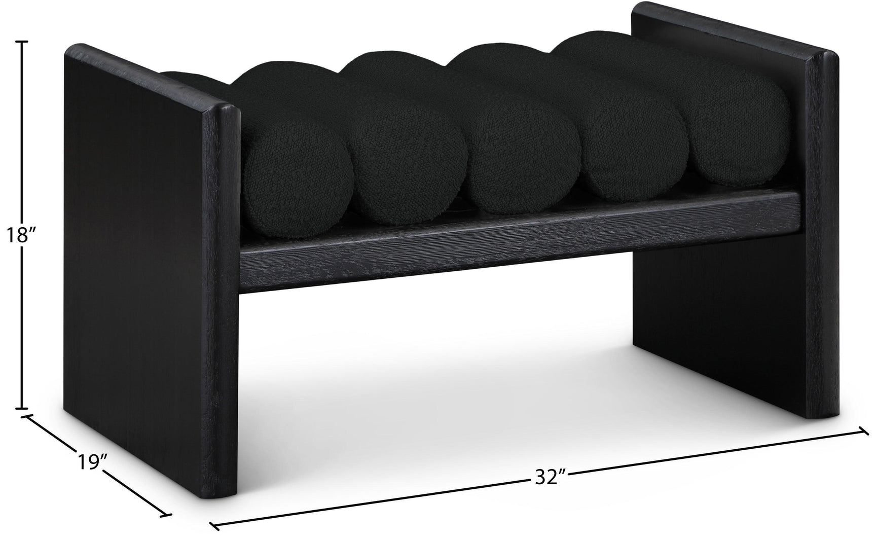 Waverly Black Boucle Fabric Bench - Ella Furniture