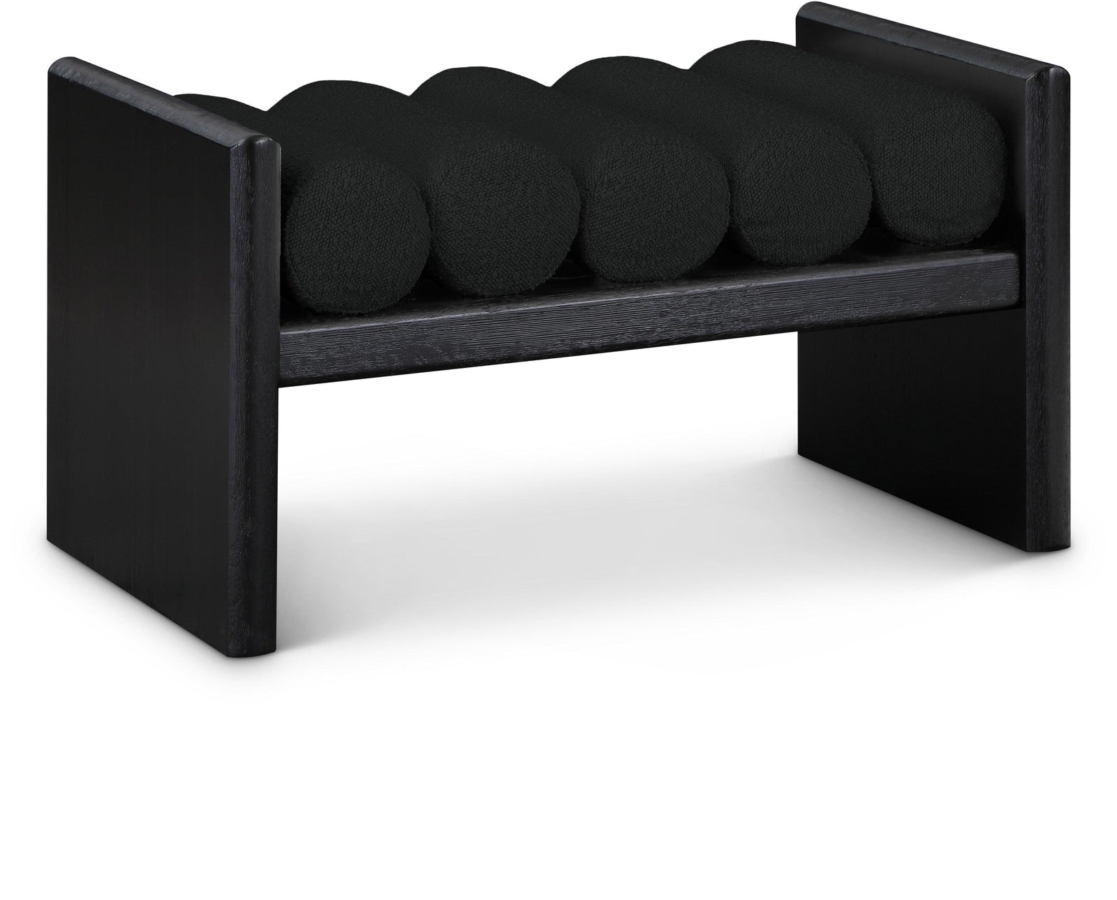 Waverly Black Boucle Fabric Bench - Ella Furniture