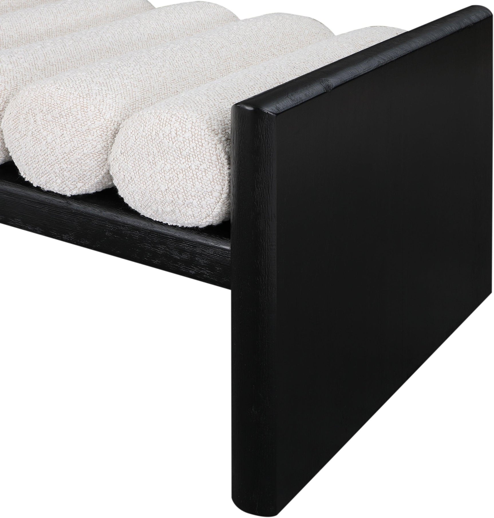Waverly Cream Boucle Fabric Bench - Ella Furniture