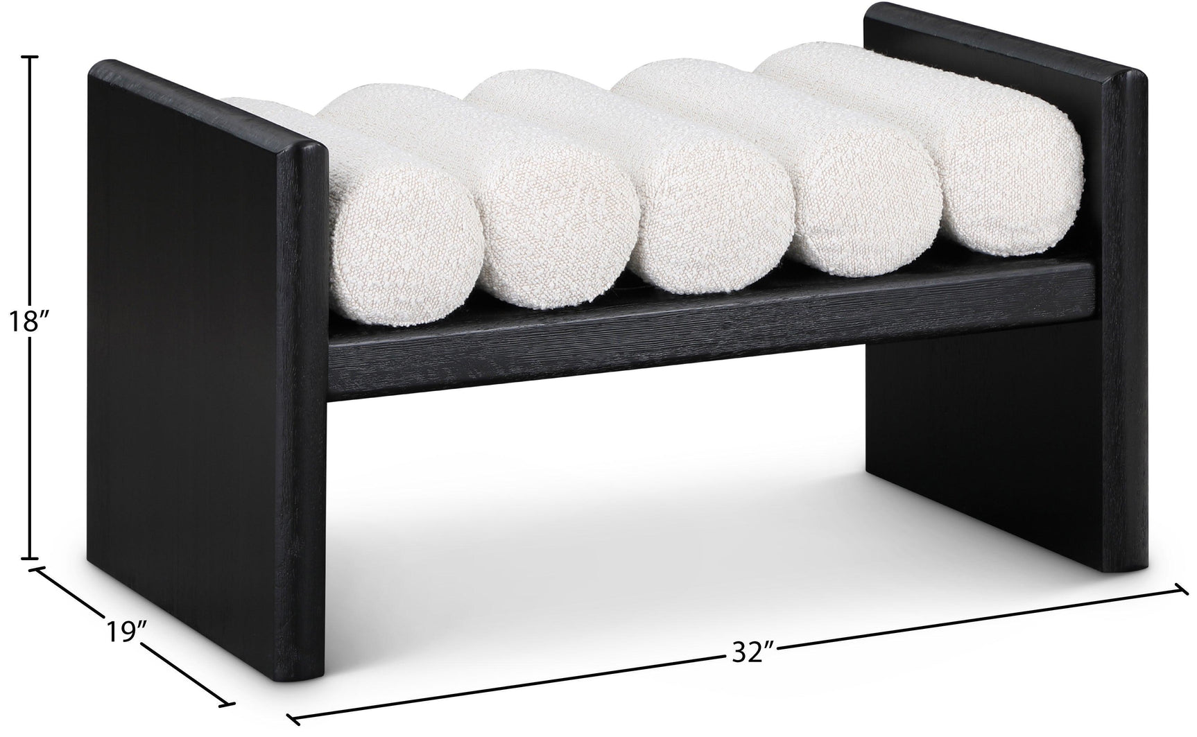 Waverly Cream Boucle Fabric Bench - Ella Furniture