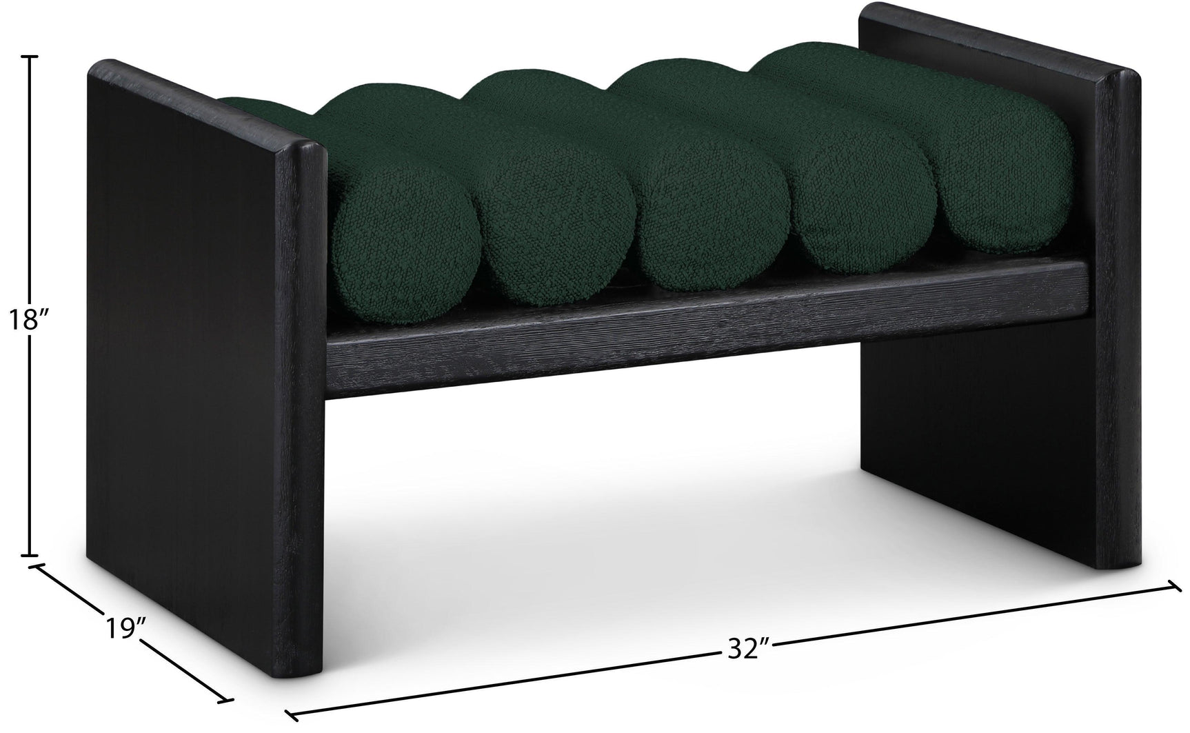 Waverly Green Boucle Fabric Bench - Ella Furniture