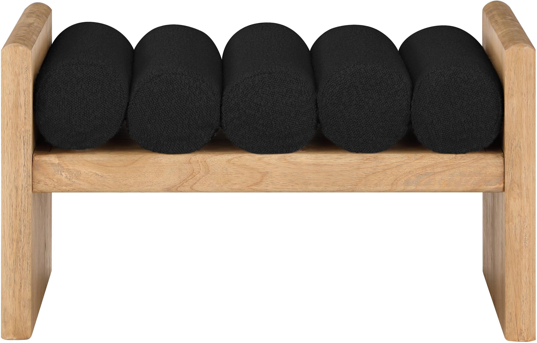Waverly Black Boucle Fabric Bench 177Black - Ella Furniture