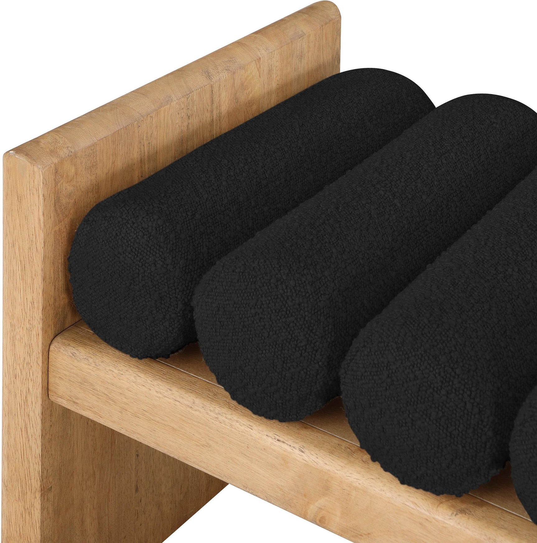 Waverly Black Boucle Fabric Bench 177Black - Ella Furniture