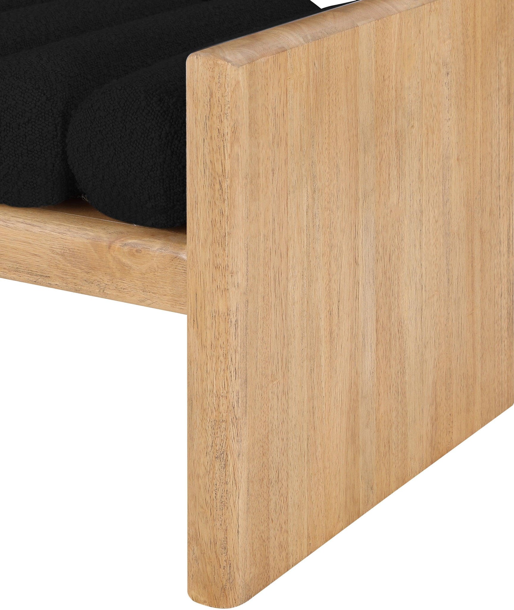 Waverly Black Boucle Fabric Bench 177Black - Ella Furniture