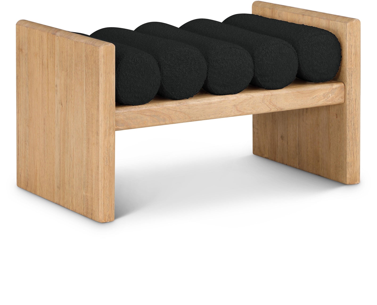 Waverly Black Boucle Fabric Bench 177Black - Ella Furniture