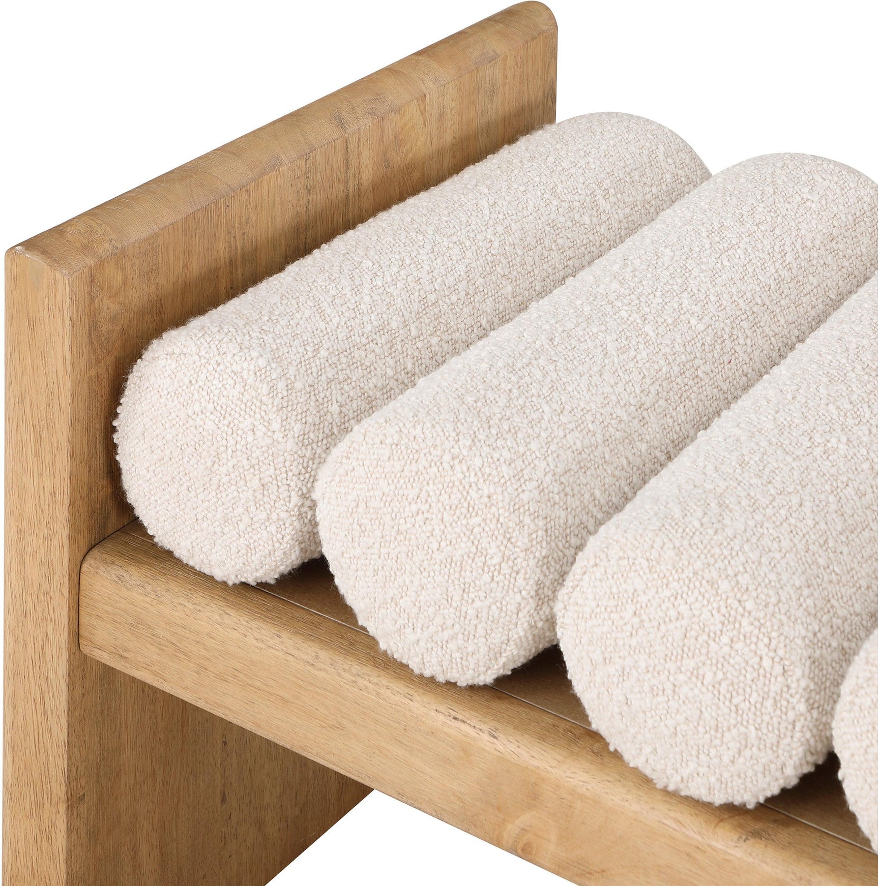 Waverly Cream Boucle Fabric Bench 177Cream - Ella Furniture