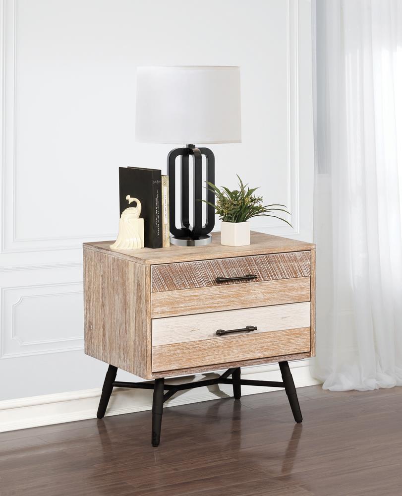 Marlow 2-Drawer Nightstand Rough Sawn Multi - Ella Furniture