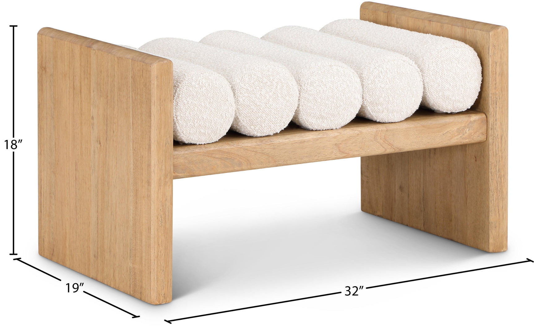 Waverly Cream Boucle Fabric Bench 177Cream - Ella Furniture