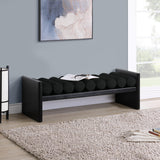 Waverly Black Boucle Fabric Bench 178Black - Ella Furniture