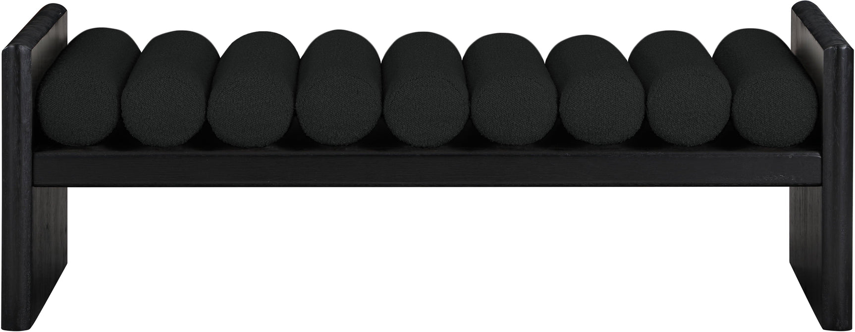Waverly Black Boucle Fabric Bench 178Black - Ella Furniture