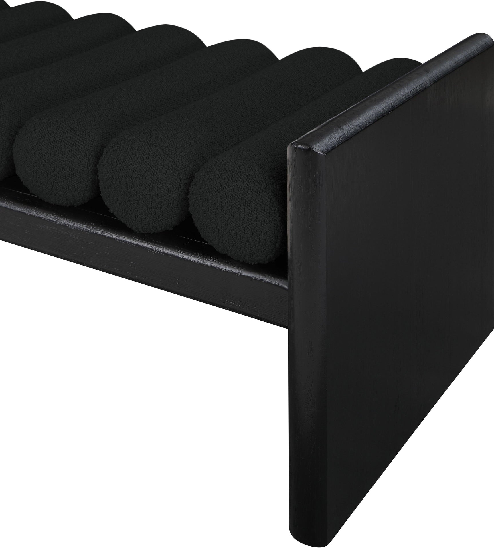 Waverly Black Boucle Fabric Bench 178Black - Ella Furniture