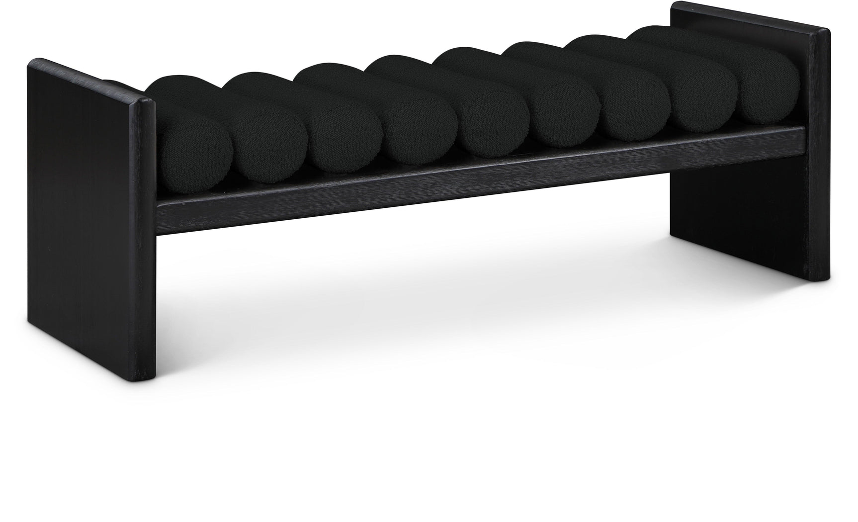 Waverly Black Boucle Fabric Bench 178Black - Ella Furniture