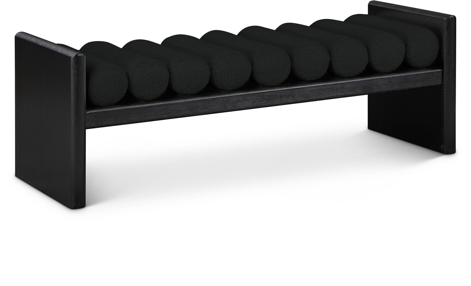 Waverly Black Boucle Fabric Bench 178Black - Ella Furniture