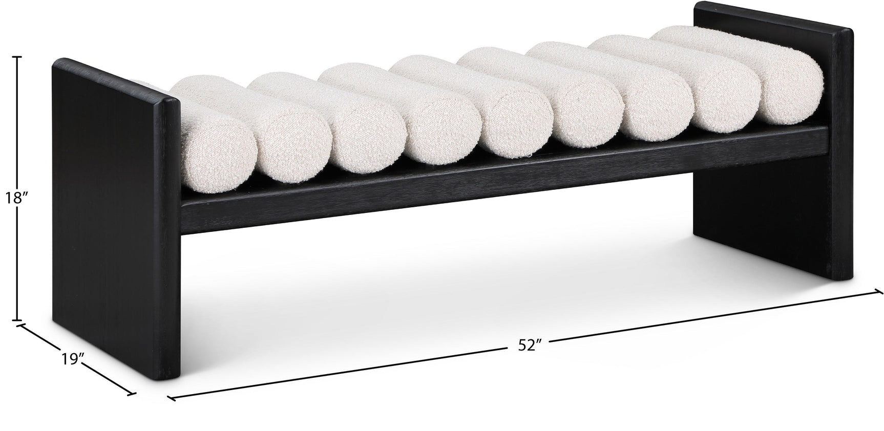 Waverly Cream Boucle Fabric Bench 178Cream - Ella Furniture