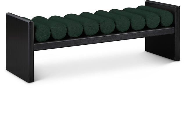 Waverly Green Boucle Fabric Bench 178Green - Ella Furniture