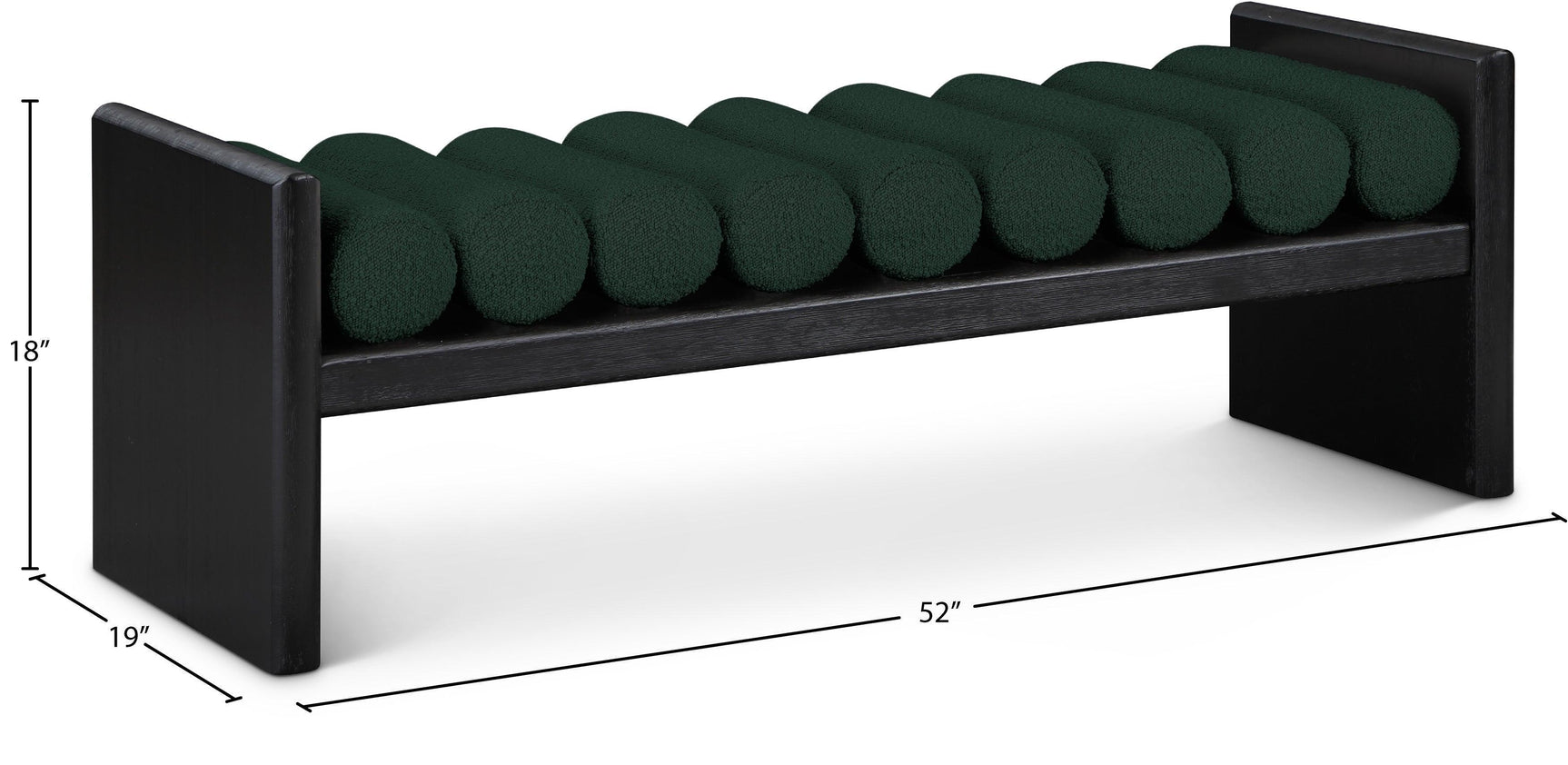 Waverly Green Boucle Fabric Bench 178Green - Ella Furniture
