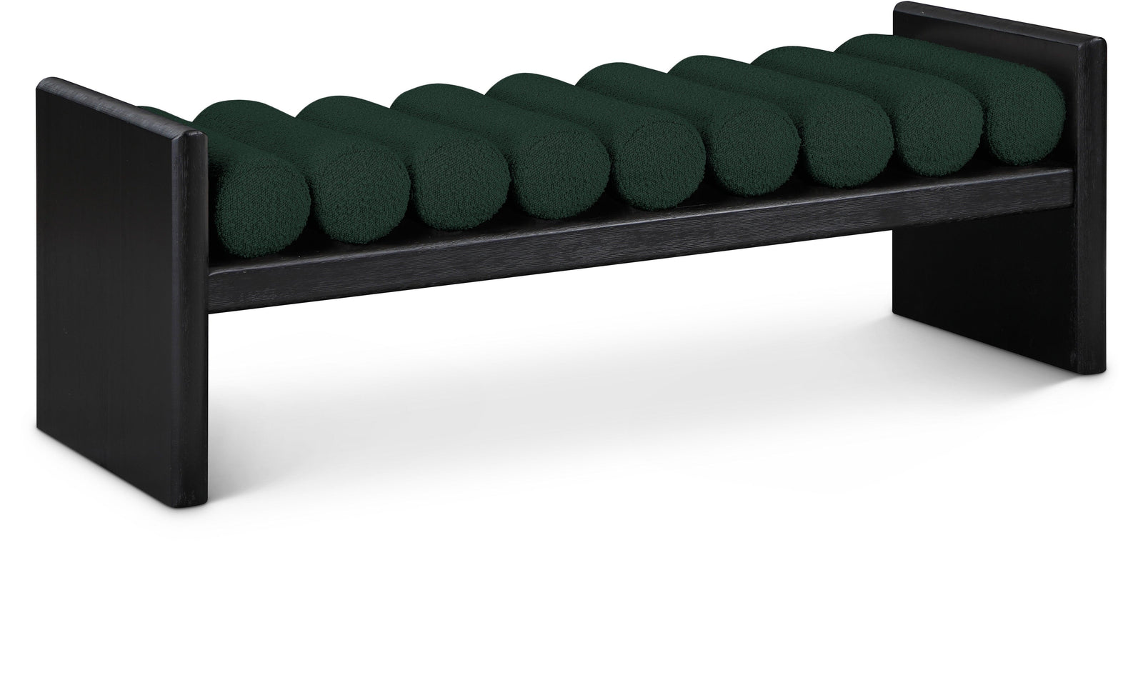 Waverly Green Boucle Fabric Bench 178Green - Ella Furniture