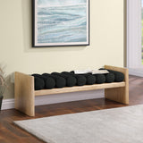 Waverly Black Boucle Fabric Bench 179Black - Ella Furniture