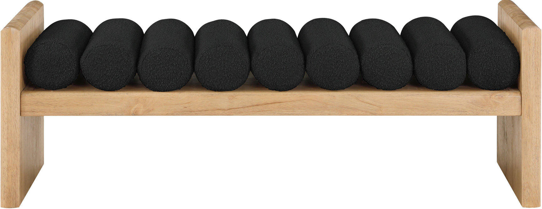 Waverly Black Boucle Fabric Bench 179Black - Ella Furniture
