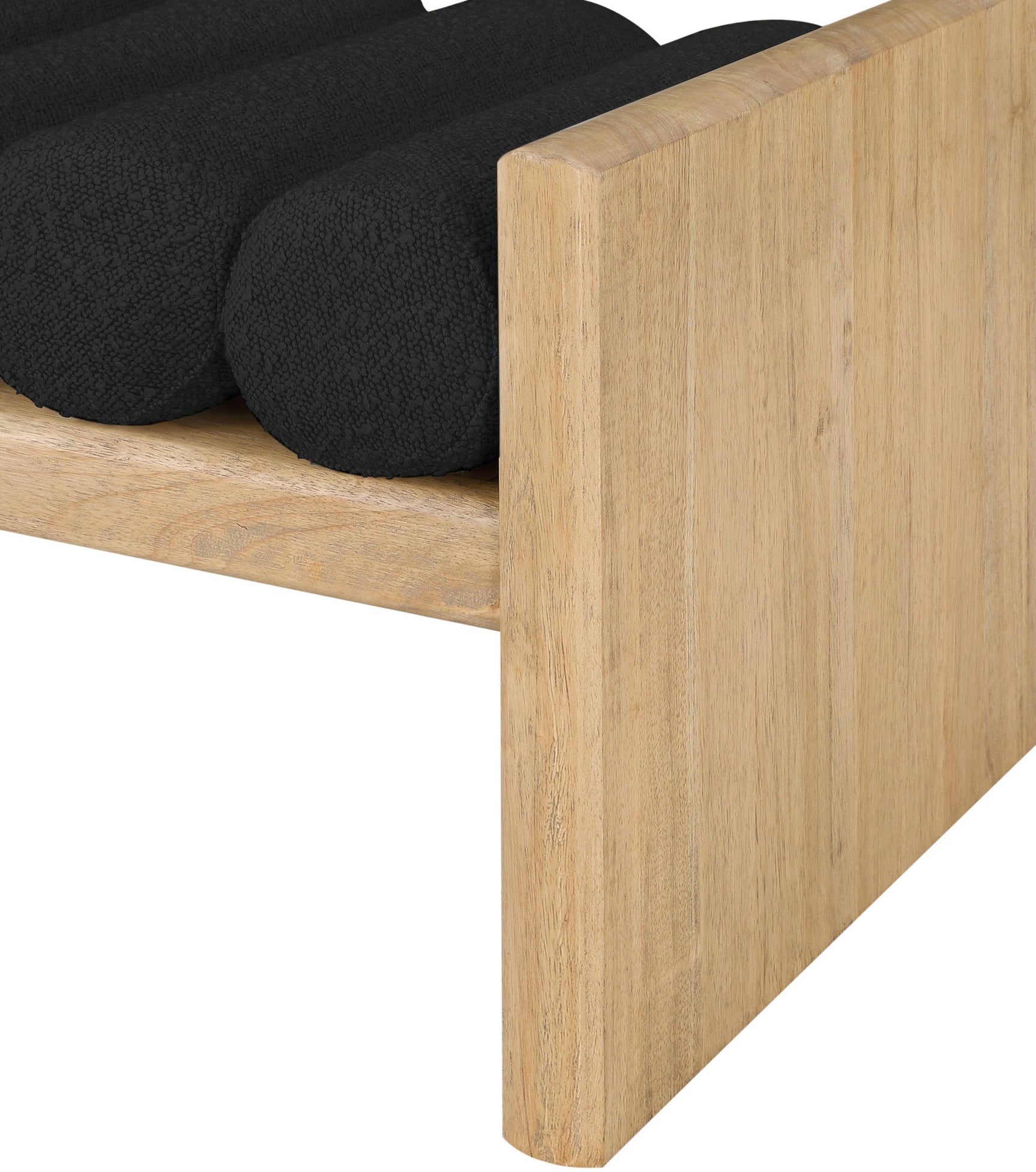 Waverly Black Boucle Fabric Bench 179Black - Ella Furniture
