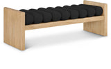 Waverly Black Boucle Fabric Bench 179Black - Ella Furniture