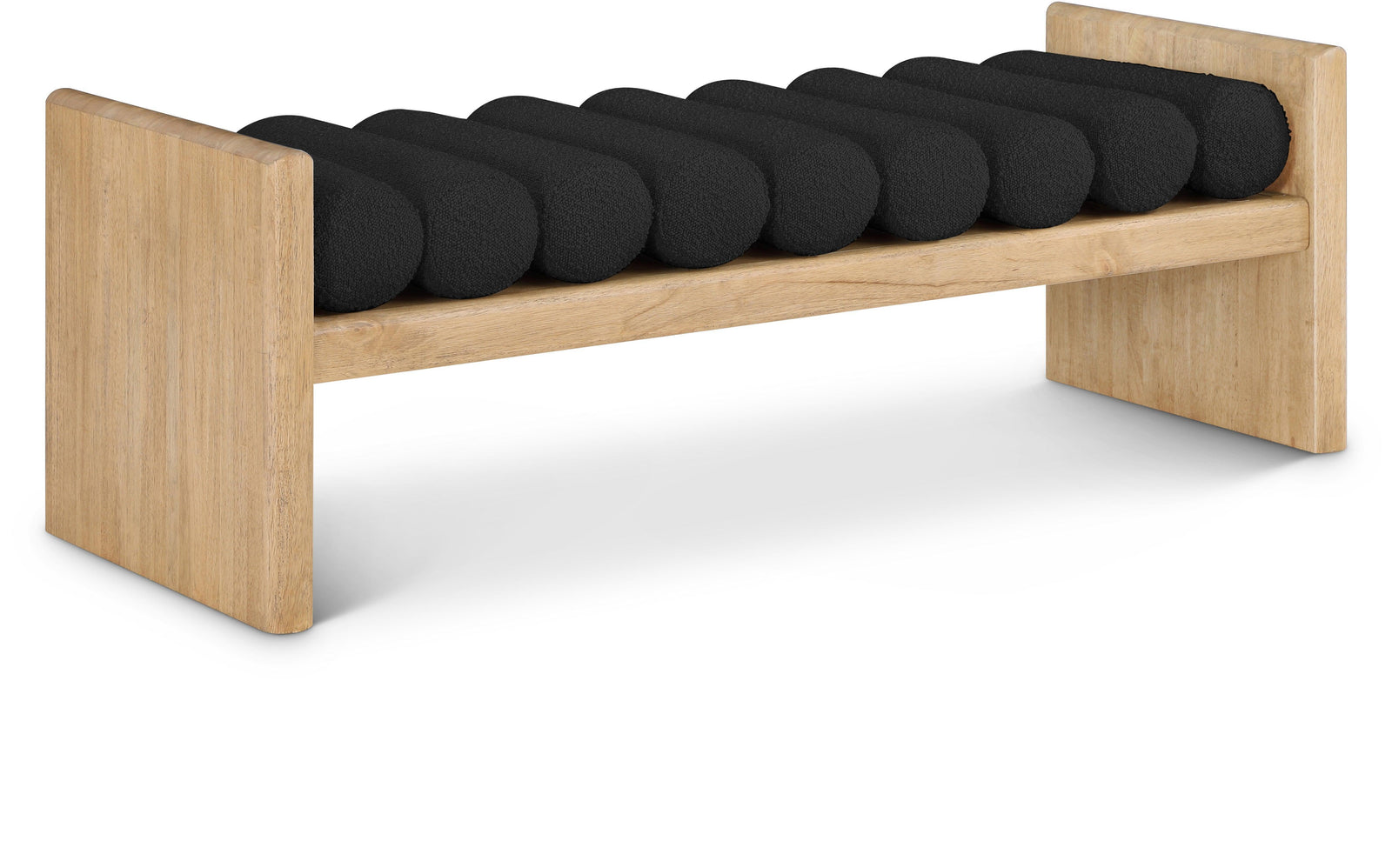 Waverly Black Boucle Fabric Bench 179Black - Ella Furniture