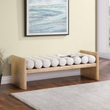 Waverly Cream Boucle Fabric Bench 179Cream - Ella Furniture