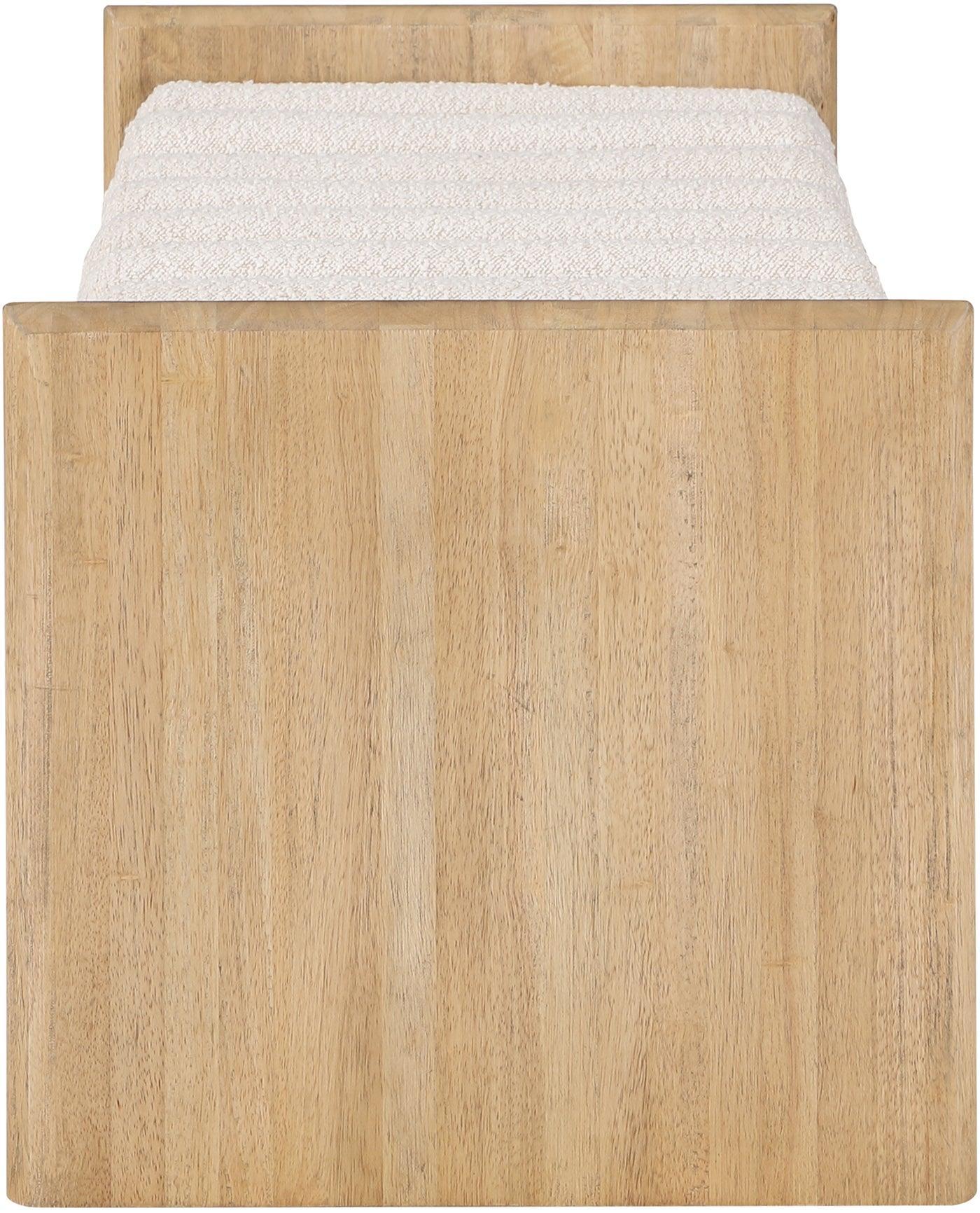Waverly Cream Boucle Fabric Bench 179Cream - Ella Furniture